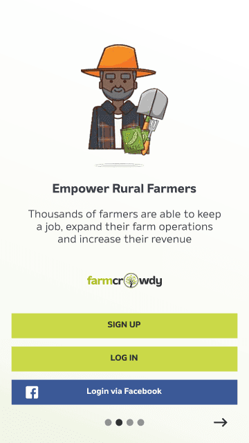 Farmcrowdy onboarding screen about empowering rural farmers