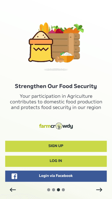 Farmcrowdy onboarding screen about food security